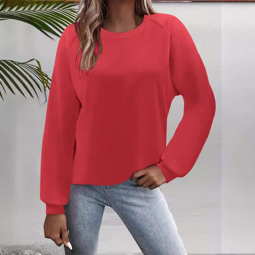 Damen Freizeit Rundhalsausschnitt Sweatshirt mit Raglanärmeln und elastischen Bündchen Echoarchiv