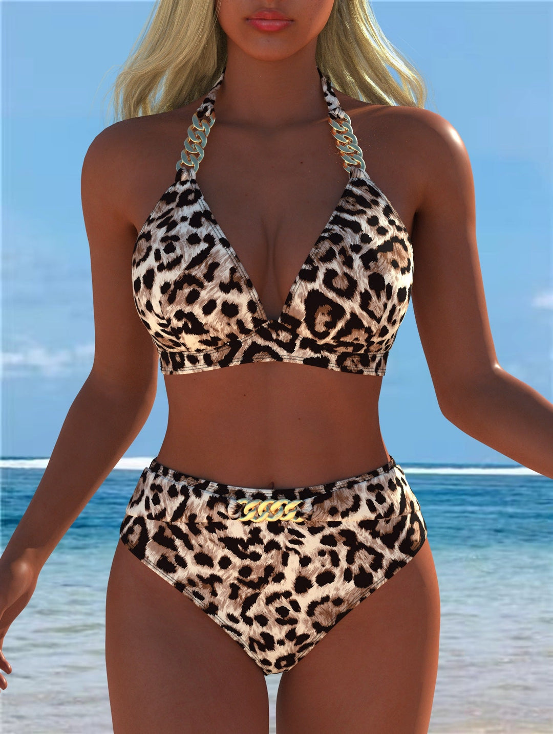 Damen Bikini mit luxuriösem Marmormuster und edlen Details Echoarchiv