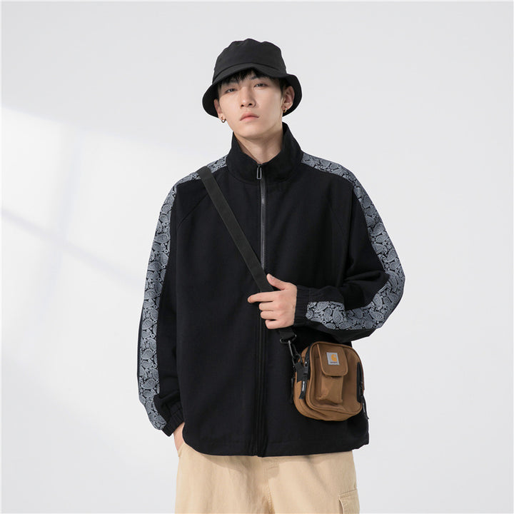 Herren Oversize Übergangsjacke mit Raglanärmeln, Stehkragen und elastischen Bündchen Echoarchiv
