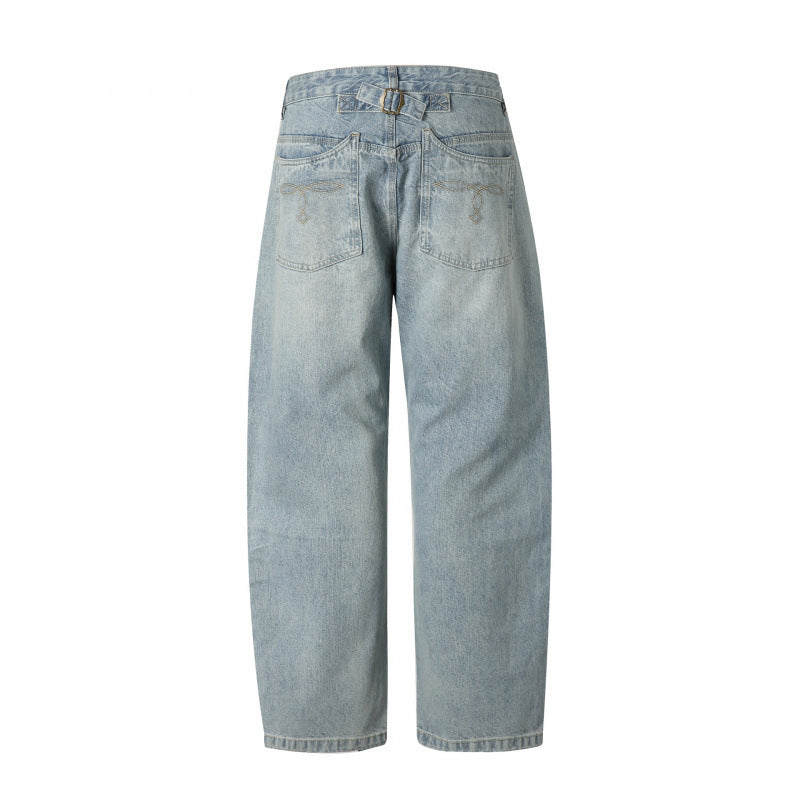 Herren Lässige Straight-Jeans mit hohem Bund, geradem Bein und stonewashed Finish Echo Archiv