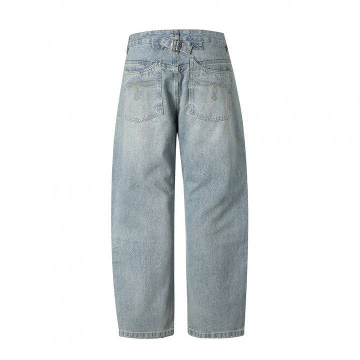 Herren Lässige Straight-Jeans mit hohem Bund, geradem Bein und stonewashed Finish Echo Archiv