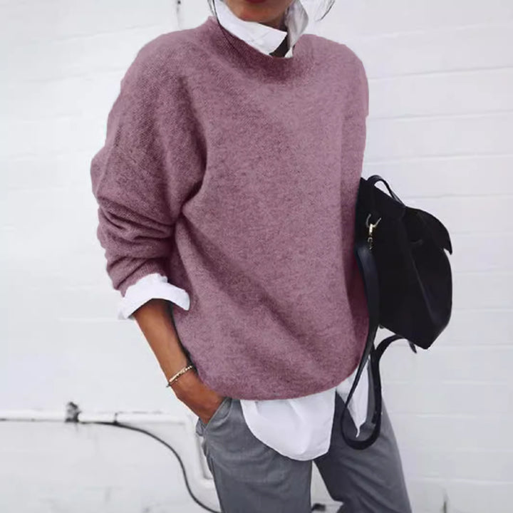 Damen Oversized Feinstrickpullover mit Stehkragen und abgesenkter Schulter Echoarchiv