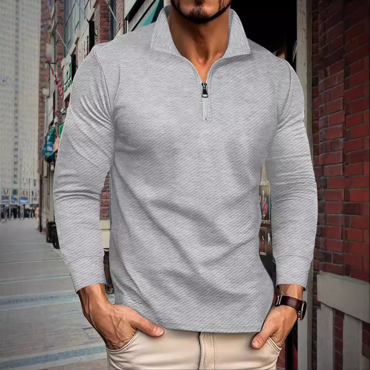 Herren funktionaler Langarmpullover mit Halbzipper und innovativem Strukturdesign Echoarchiv