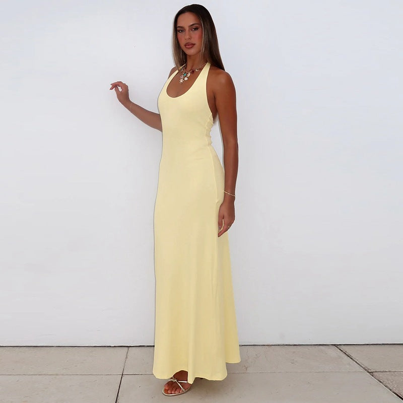 Damen Elegantes Maxikleid mit tiefem Rundhalsausschnitt und figurbetonter Passform Echo Archiv