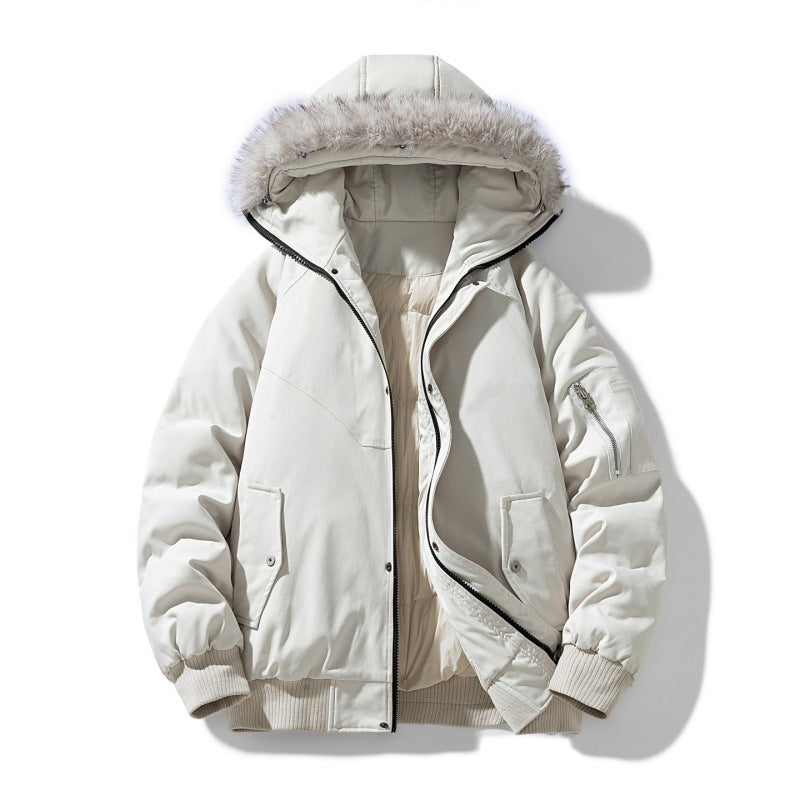 Herren gesteppter Winterparka mit abnehmbarem Kunstfellkapuze und winddichter Polsterung – Marzano
