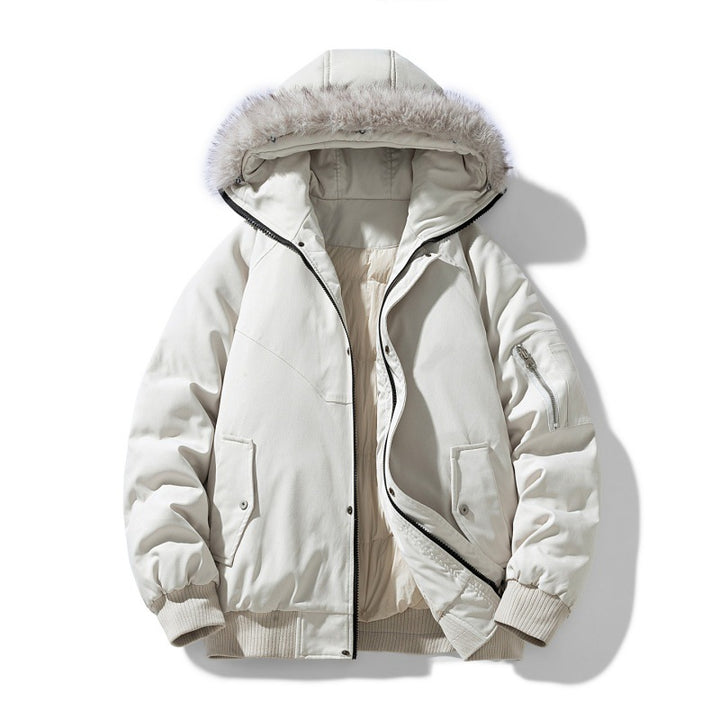 Herren gesteppter Winterparka mit abnehmbarem Kunstfellkapuze und winddichter Polsterung – Marzano