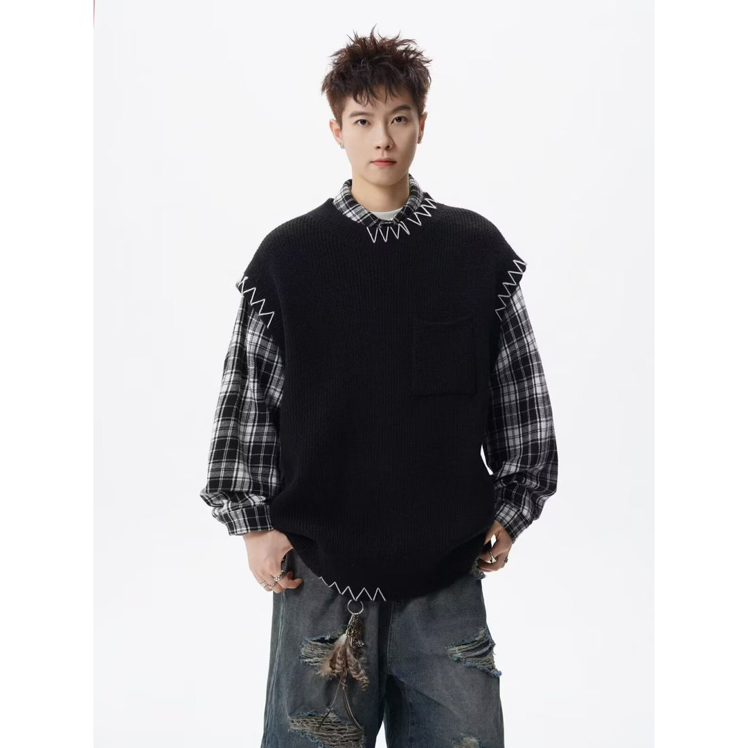 Herren Modischer Grobstrickpullover mit grafischen Details Echoarchiv