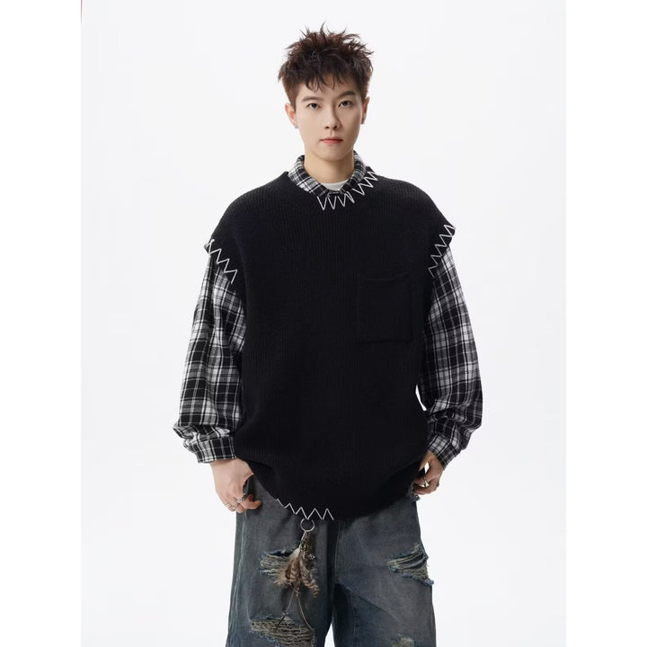 Herren Modischer Grobstrickpullover mit grafischen Details Echoarchiv