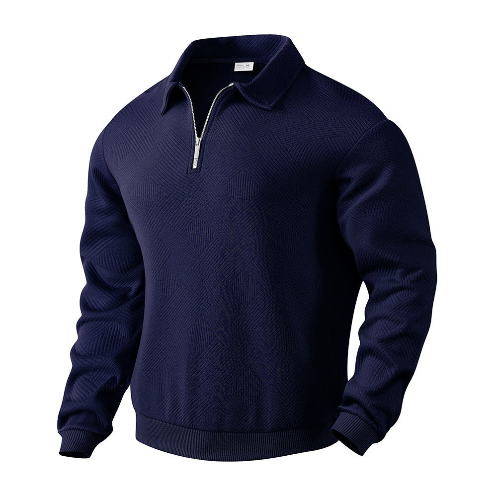 Herren lässiger Strickpullover mit Zip-Kragen und strukturiertem Design Echoarchiv