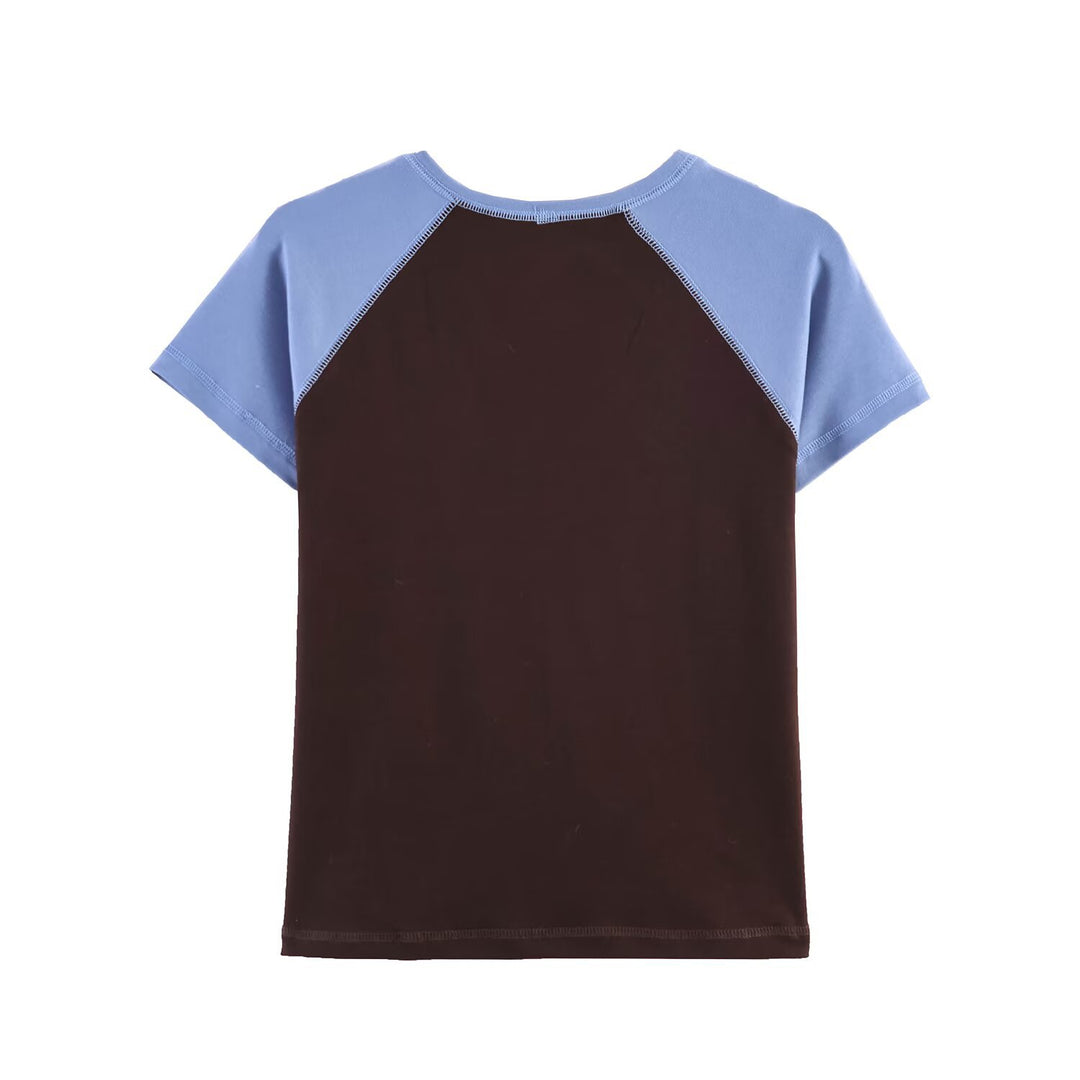 Damen Sportliches T-Shirt mit Kontrastärmeln und lässigem Schnitt Echo Archiv