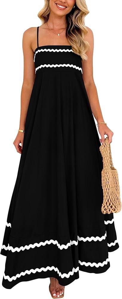 Damen Maxikleid mit eleganten Zierhörnchen und verstellbaren Trägern Echo Archiv