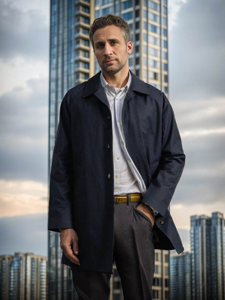Herren lässiger Regenmantel mit praktischen Druckknöpfen und modernem Schnitt Echoarchiv