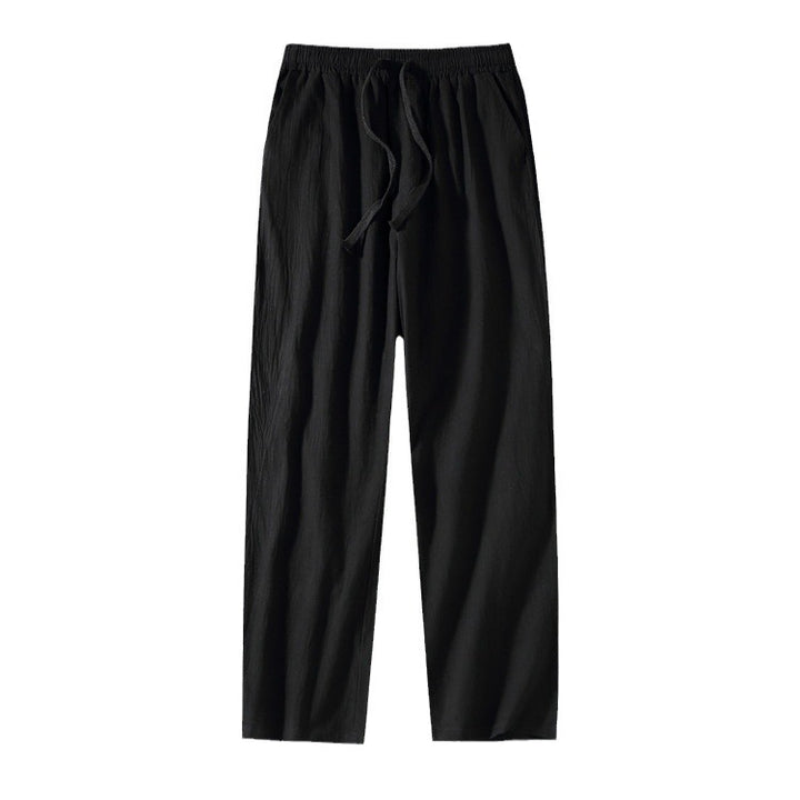 Herren Leinenhose mit elastischem Bund und Tunnelzug geradem Bein Echoarchiv