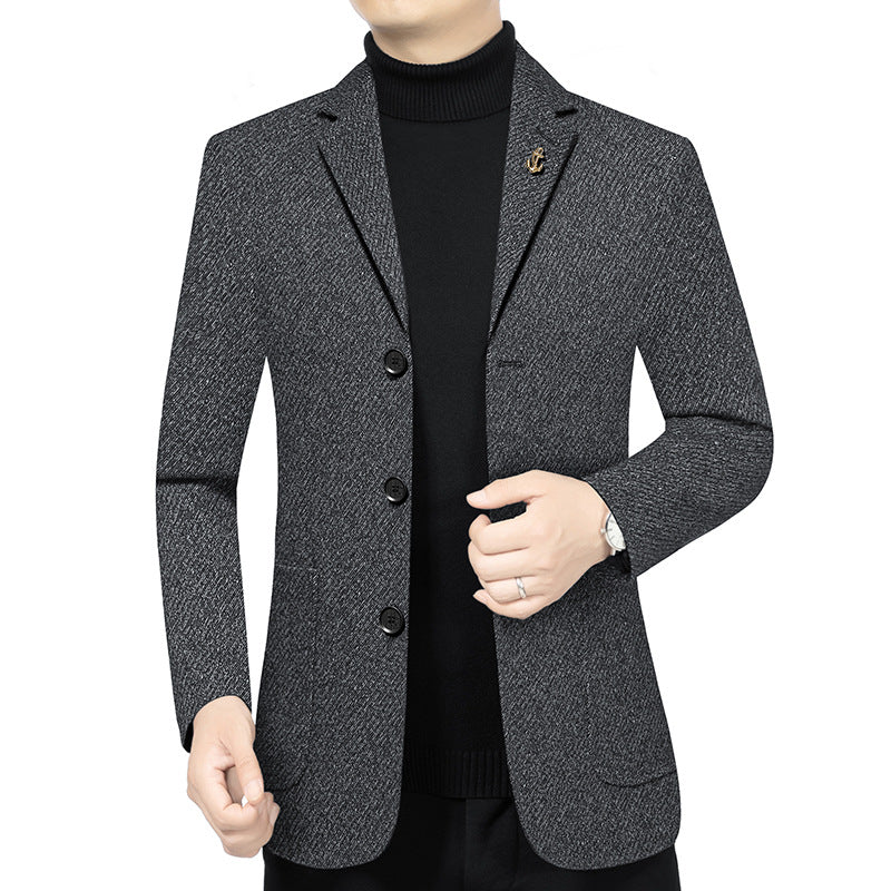 Herren Modernes Einreihiges City-Blazer mit aufgesetzten Taschen und leichter Halbfütterung – Tianoro