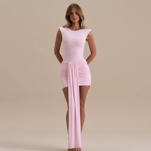 Damen figurbetontes Minikleid mit asymmetrischem Saum und Rüschendetails Echo Archiv