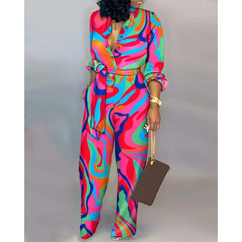 Damen Denim Jumpsuit mit modischem Patchwork-Design und praktischen Taschen Echoarchiv