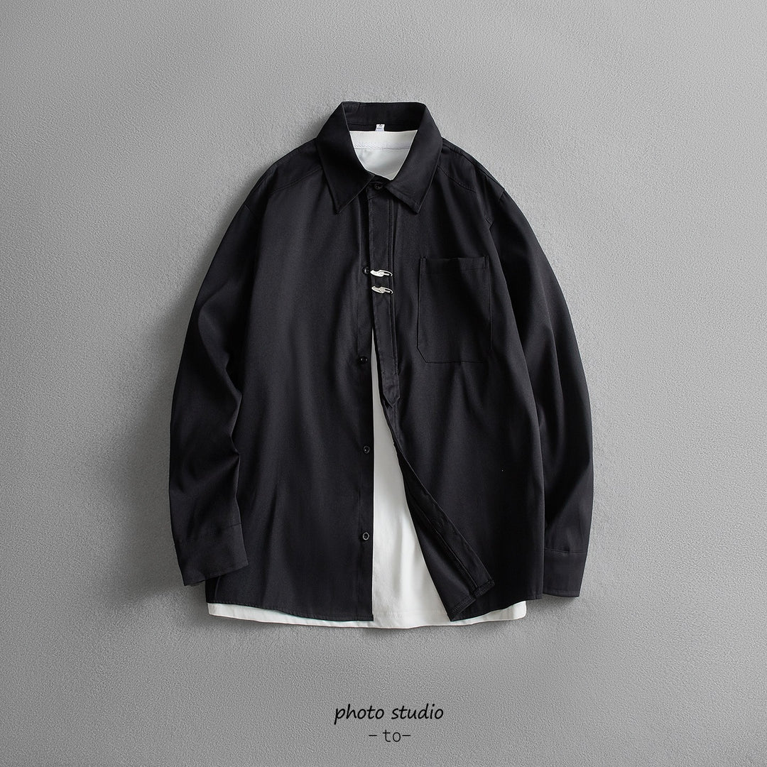 Unisex Oversize Hemdjacke im minimalistischen Utility-Look mit Brusttasche und verdeckter Knopfleiste Echoarchiv