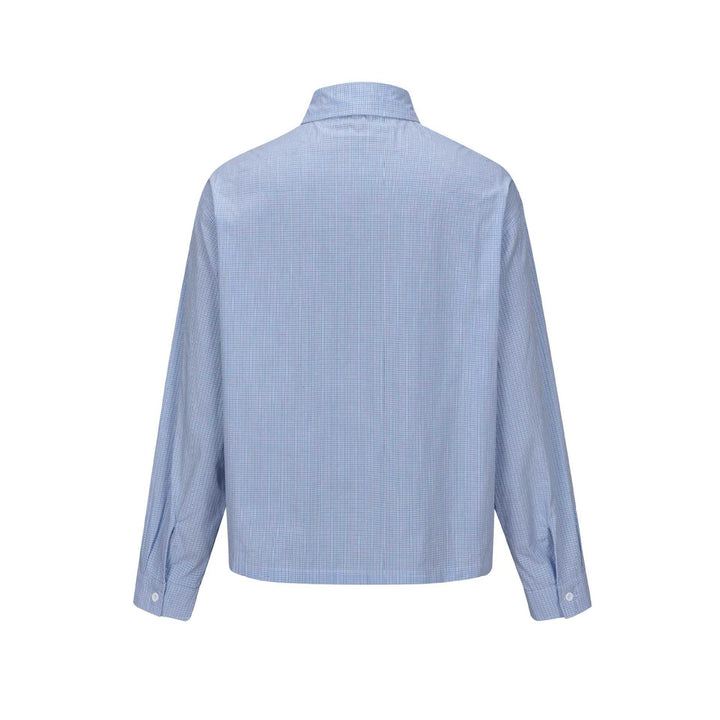 Herren Kurzgeschnittenes Cropped-Hemd im Boxy-Cut mit Mini-Karo und verdeckter Knopfleiste Echoarchiv