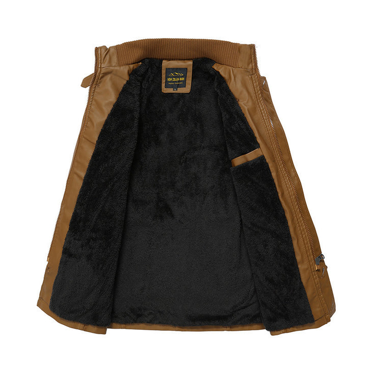 Herren Modische Kunstlederjacke mit praktischen Taschen Echo Archiv