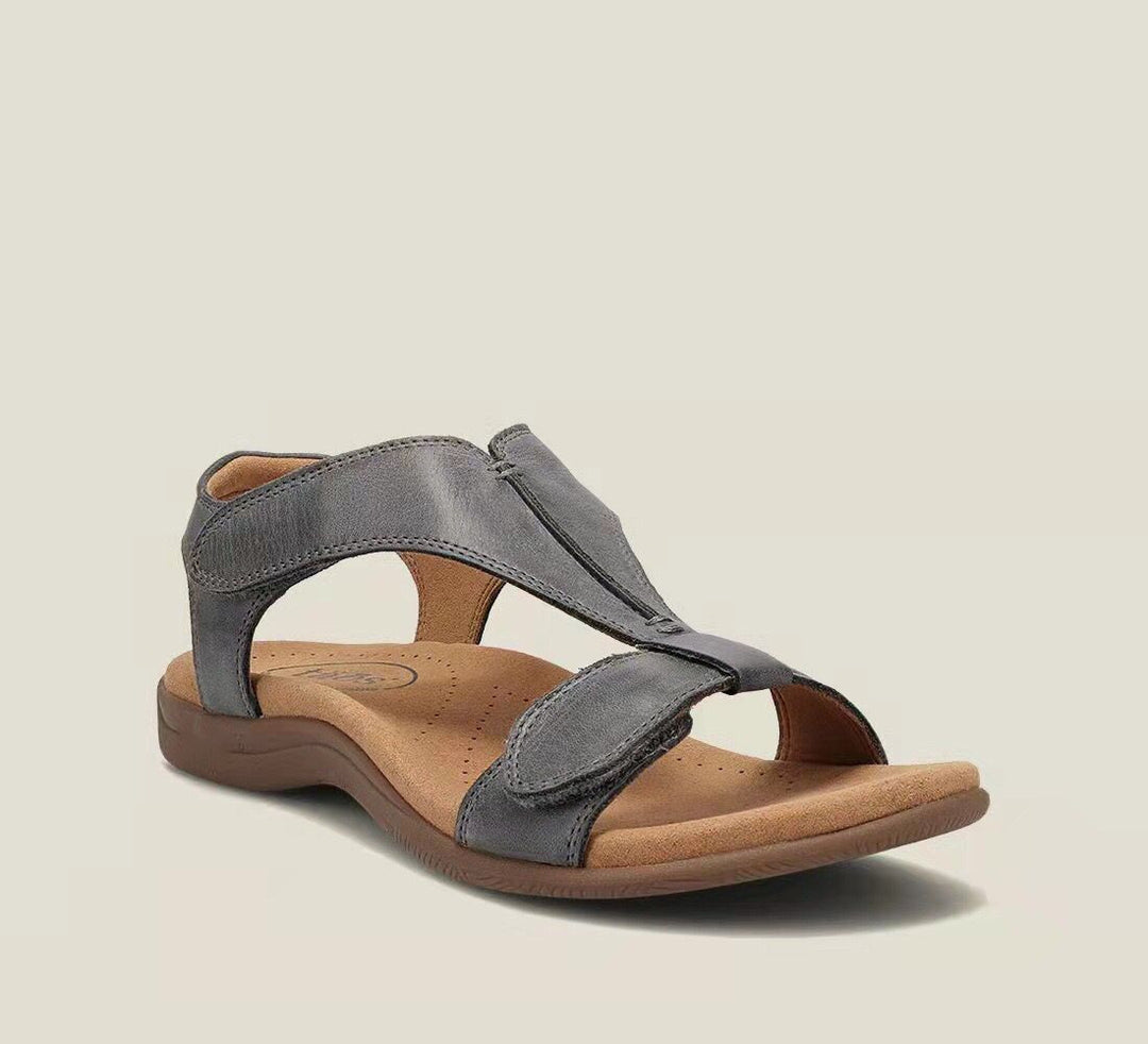 Damen Leder-Sandalen mit verstellbaren Klettriemen und ergonomischem Komfortfußbett – Sorelia