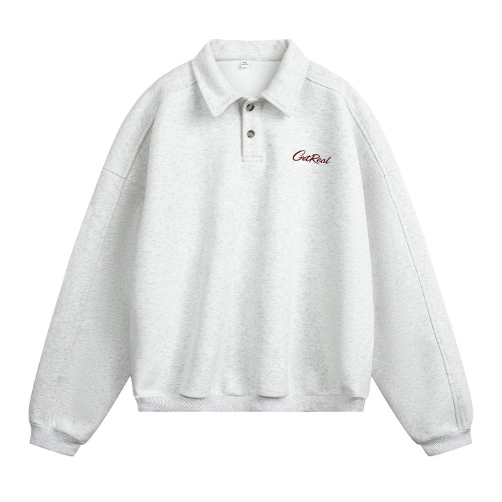 Unisex Oversize Polokragen-Sweatpullover mit Halbknopfleiste und Raglanärmeln Echo Archiv