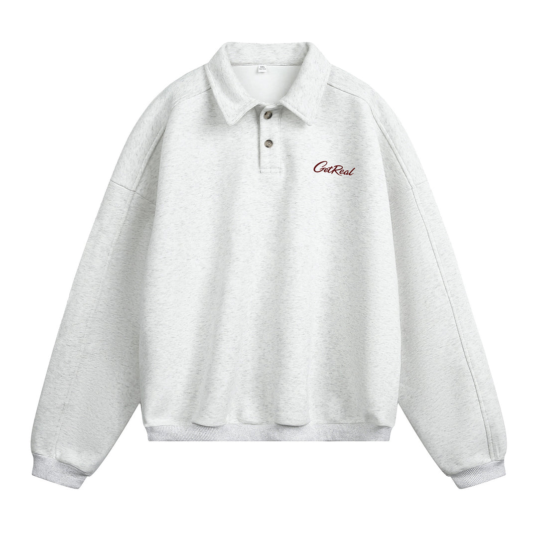 Unisex Oversize Poloshirt-Sweatshirt mit Hemdkragen und Halbknopfleiste Echo Archiv