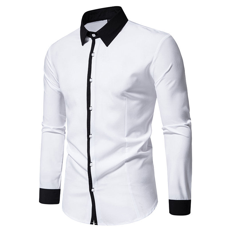 Herren Langarmhemd mit kontrastierendem Kragen und modischer Knopfleiste Echoarchiv