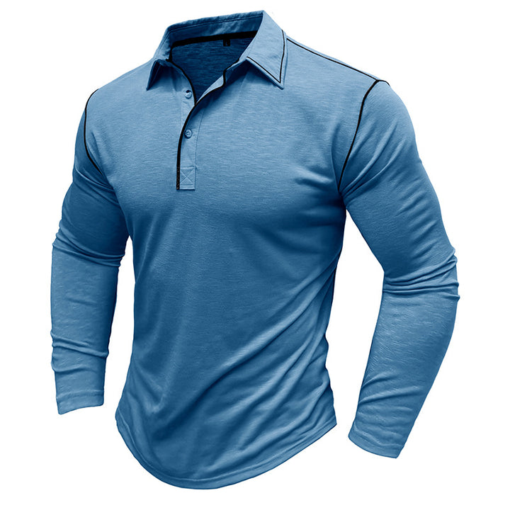 Herren Langarm Poloshirt mit innovativem Stehkragen und atmungsaktiven Materialien Echoarchiv