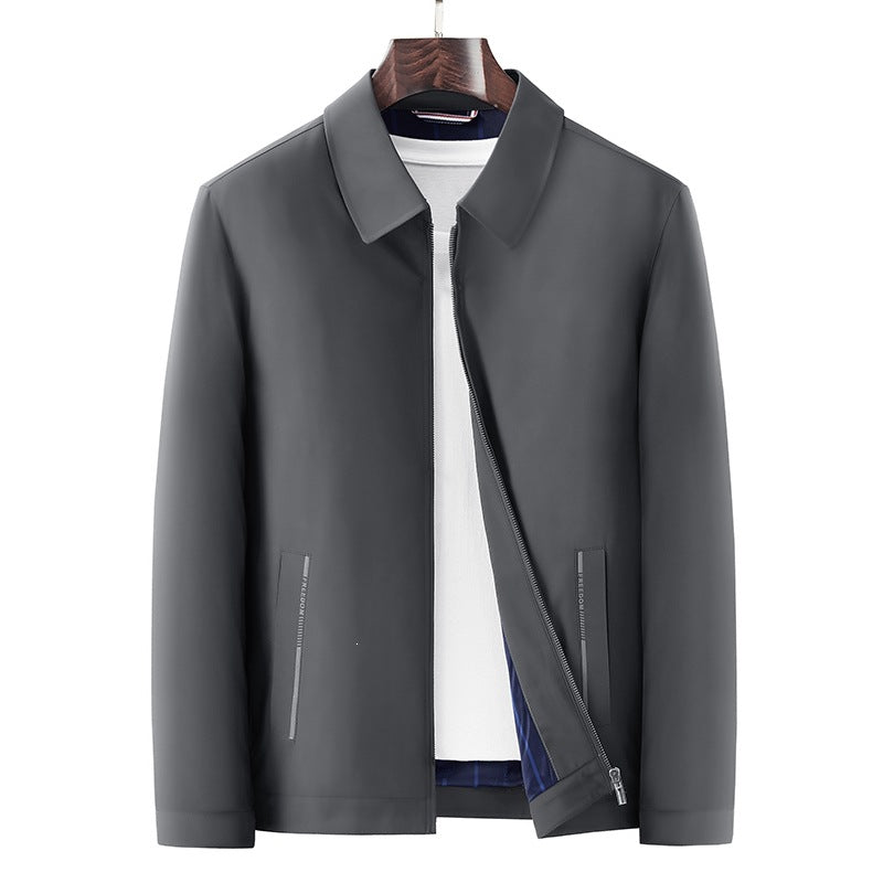 Herren Minimalistische leichte Übergangsjacke mit Hemdkragen, verdecktem Reißverschluss & seitlichen Reißverschlusstaschen Echoarchiv