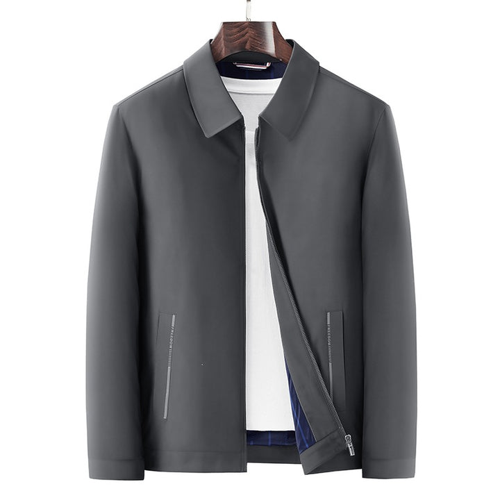 Herren Minimalistische leichte Übergangsjacke mit Hemdkragen, verdecktem Reißverschluss & seitlichen Reißverschlusstaschen Echoarchiv