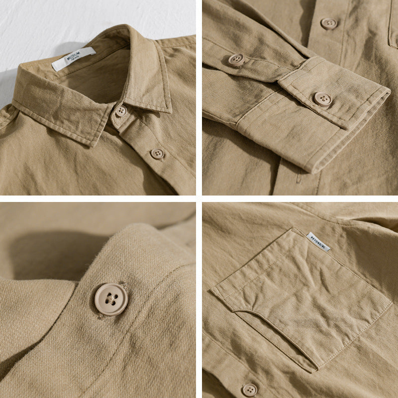Herren Casual-Hemdjacke aus leichtem Baumwoll-Twill mit aufgesetzter Brusttasche und entspannter Passform Echoarchiv