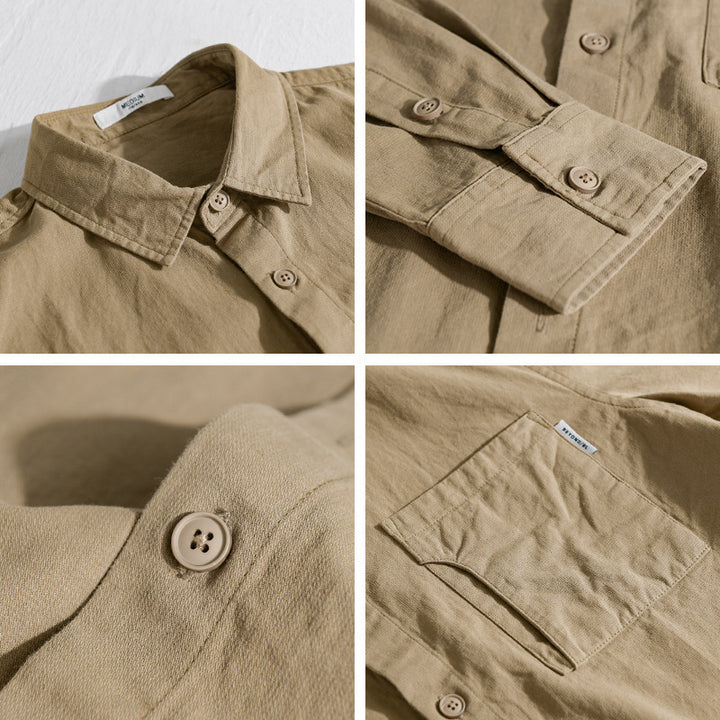 Herren Casual-Hemdjacke aus leichtem Baumwoll-Twill mit aufgesetzter Brusttasche und entspannter Passform Echoarchiv