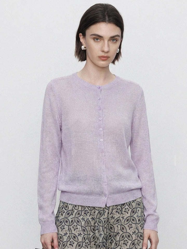 Damen Feinstrick-Cardigan mit Rundhals und durchgehender Knopfleiste Echo Archiv