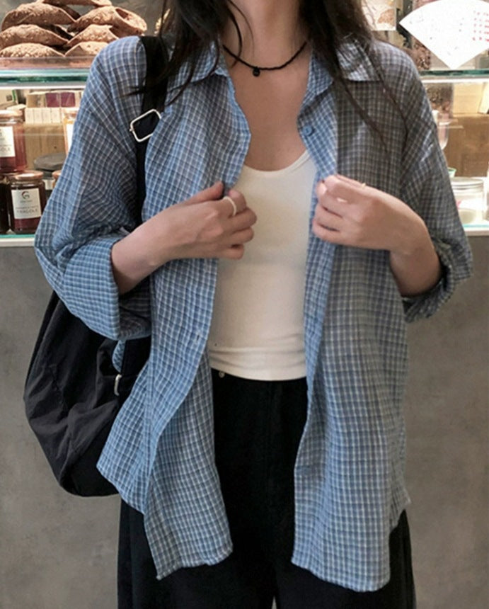 Damen Lockeres Karo-Hemd im Vintage-Look mit kastiger Oversize‑Silhouette – Élovi