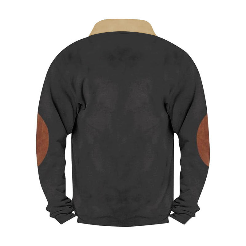 Herren Fleece-Pullover mit hohem Kragen und robusten applikationen Echoarchiv