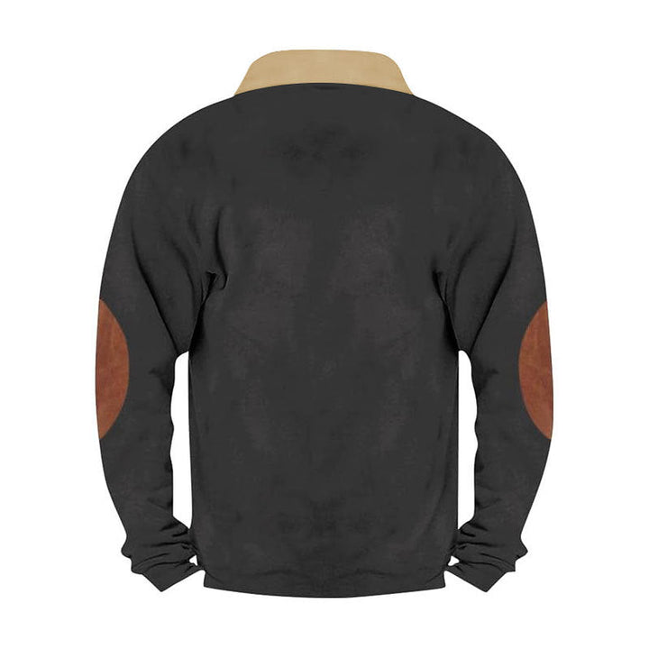 Herren Fleece-Pullover mit hohem Kragen und robusten applikationen Echoarchiv