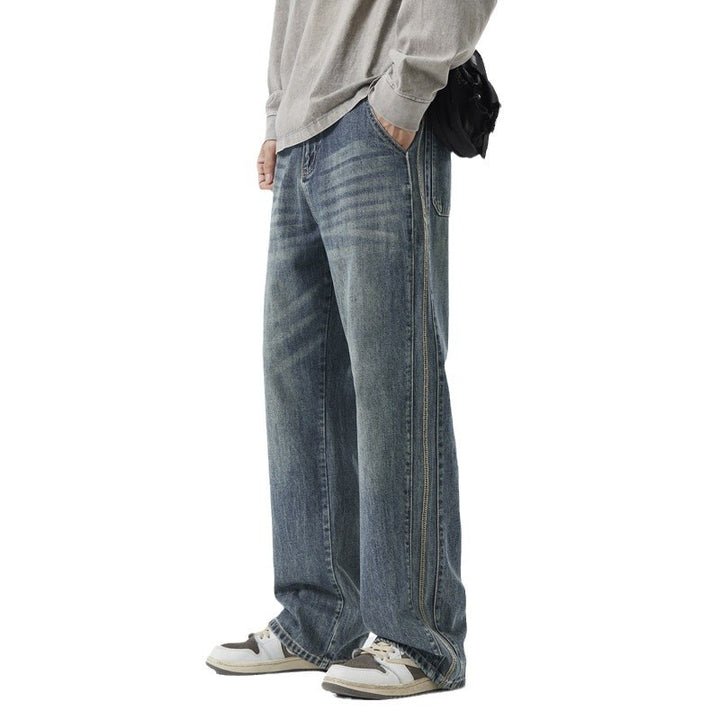 Herren Weite Vintage-Denimjeans mit Used-Waschung und geradem Bein Echo Archiv
