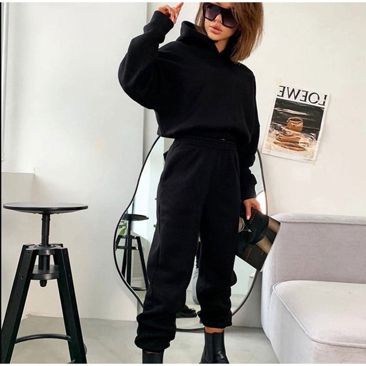 Damen nan kuscheliges Lounge-Set mit Kapuzenpullover und hoher Taillen-Jogginghose Echo Archiv