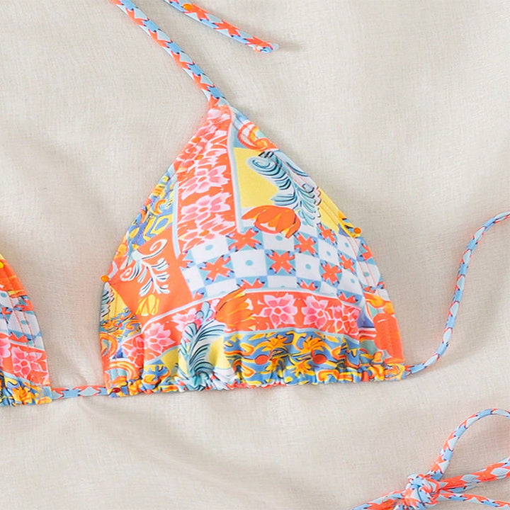 Damen Triangel-Bikini mit verspieltem Blumenmuster und verstellbaren Trägern Echo Archiv
