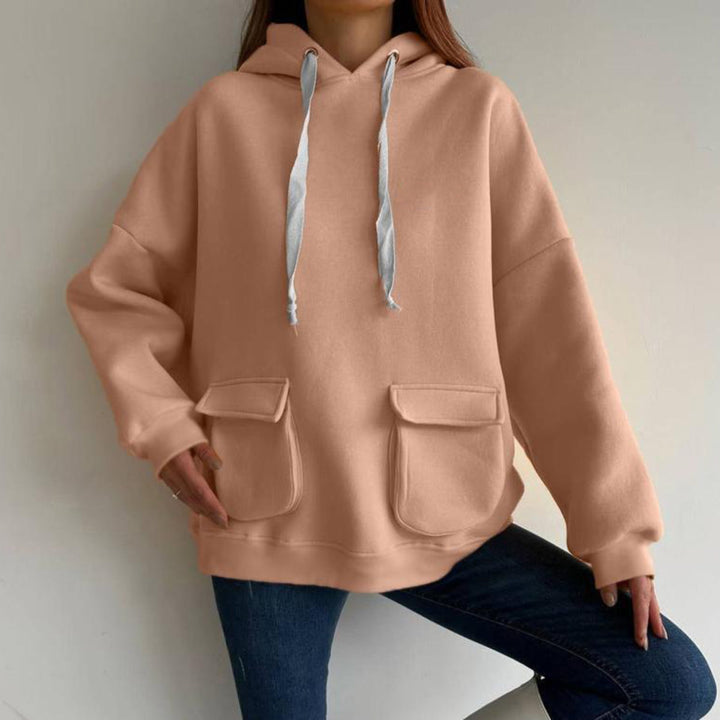 Damen nan Oversize-Kapuzenpullover mit aufgesetzten Klappentaschen und extra-langen Kordeln Echo Archiv