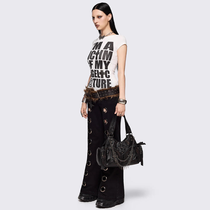 Damen Flared Jeans mit dekorativen Ösen Echo Archiv