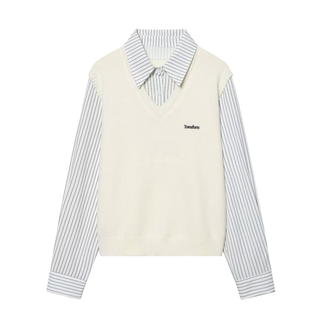 Damen Lagenlook-Hemd mit V-Ausschnitt Strickweste Echo Archiv