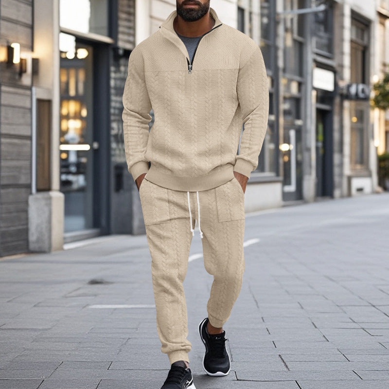 Herren sportliches Fleece-Set mit halbem Reißverschluss und praktischen Taschen Echoarchiv