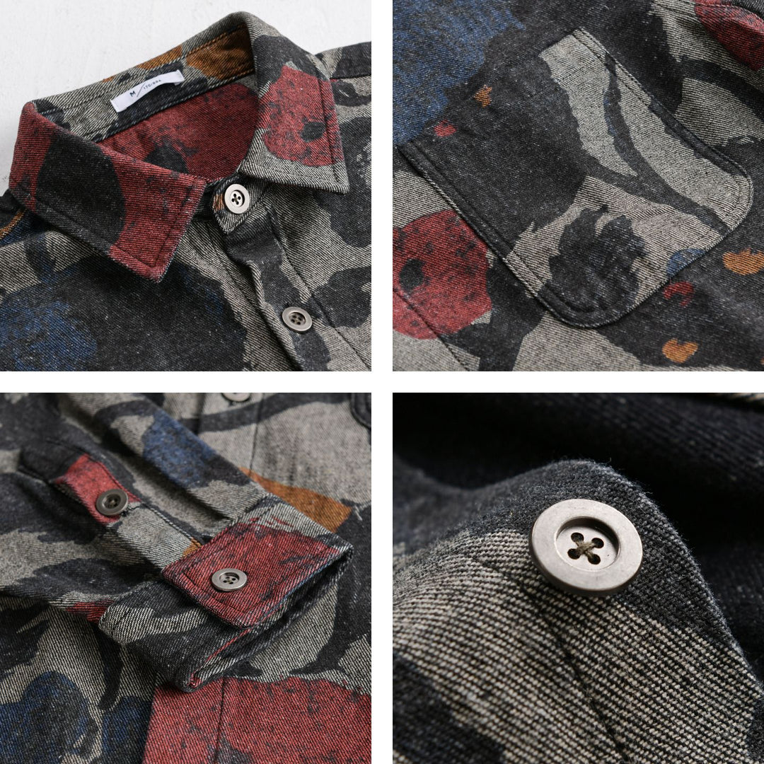 Herren Overshirt aus Flanell mit großfloraler Jacquard-Struktur Echoarchiv