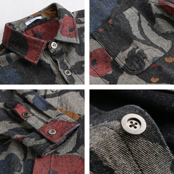 Herren Overshirt aus Flanell mit großfloraler Jacquard-Struktur Echoarchiv