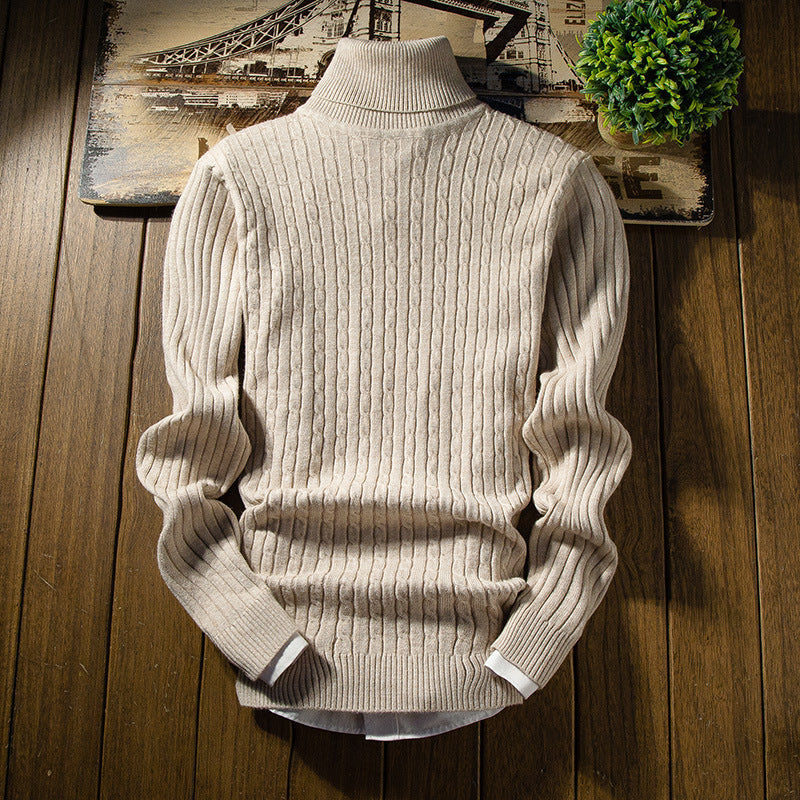 Herren Strickpullover mit hohem Kragen und strukturiertem Design Echoarchiv