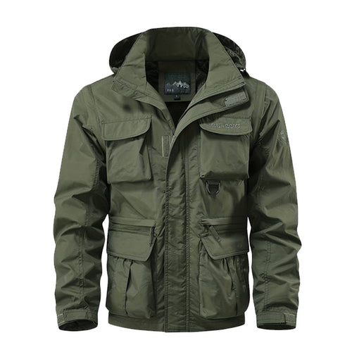 Herren nan multifunktionale Fieldjacke mit Kapuze, zahlreichen Klapp- und Reißverschlusstaschen sowie wind- und wasserabweisender Membran Echo Archiv