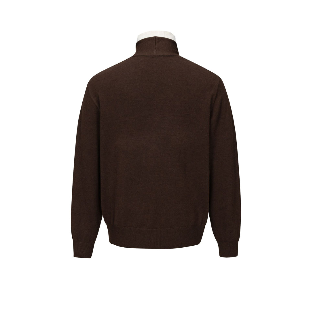 Herren Feinstrick-Layering-Cardigan mit tiefem V-Ausschnitt und integriertem Polokragen Echoarchiv