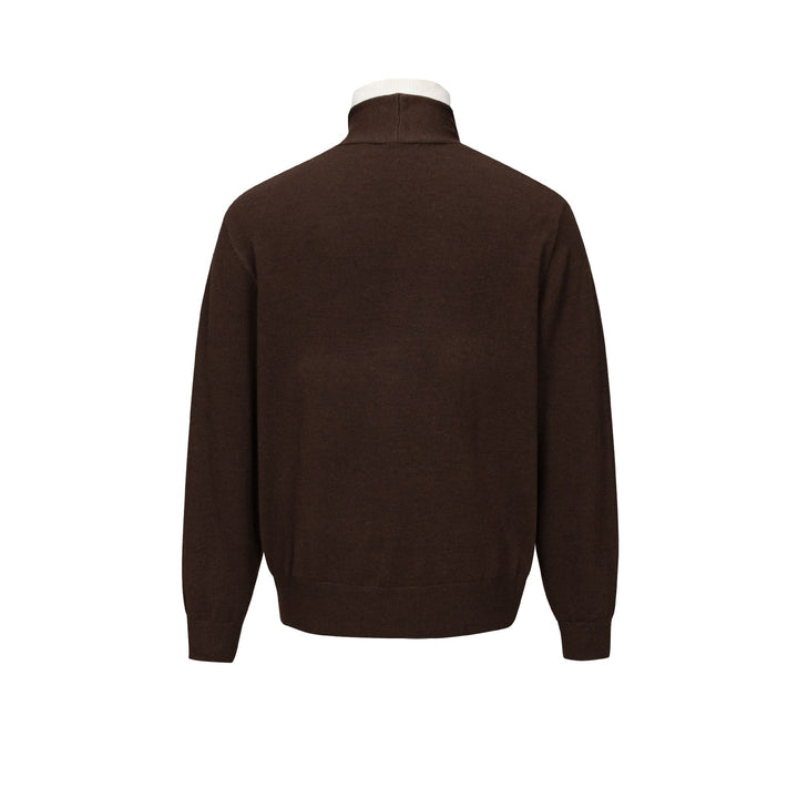 Herren Feinstrick-Layering-Cardigan mit tiefem V-Ausschnitt und integriertem Polokragen Echoarchiv