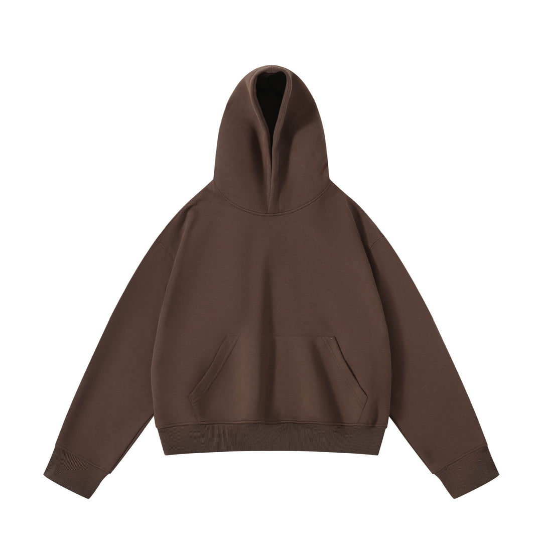 Unisex schwerer Oversize-Kapuzenpullover mit doppellagiger Kapuze Kängurutasche und breitem Rippbund Echo Archiv